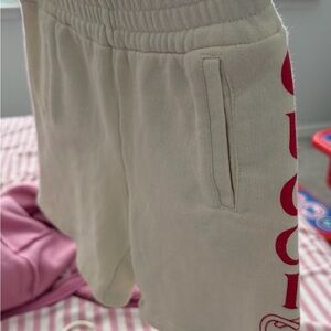 Gucci Kids Cream Shorts with Red Logo
